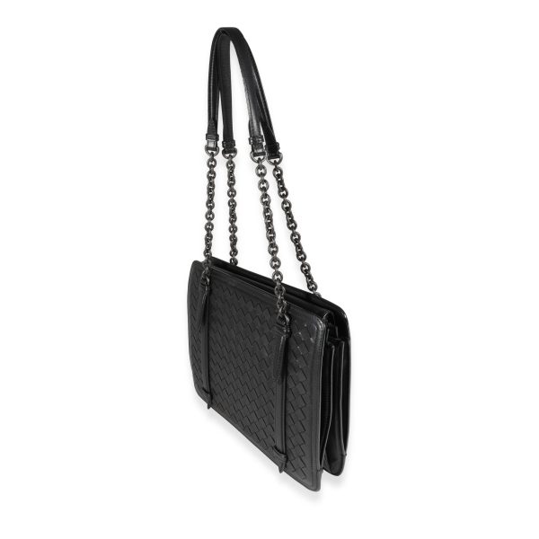 121351 sv fef93c66 d79c 4696 aefb b2eaefeb9448 Bottega Veneta Black Intrecciato Leather Chain Shoulder Bag