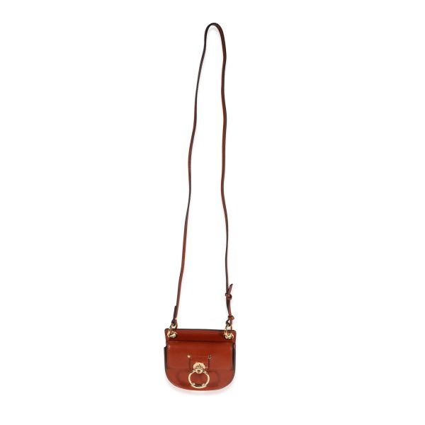 121363 stamp Chloe Sepia Brown Leather The Mini Flat Pouch