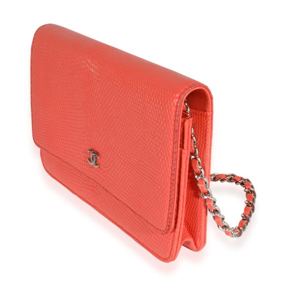 121423 sv Chanel Coral Lizard Wallet On Chain