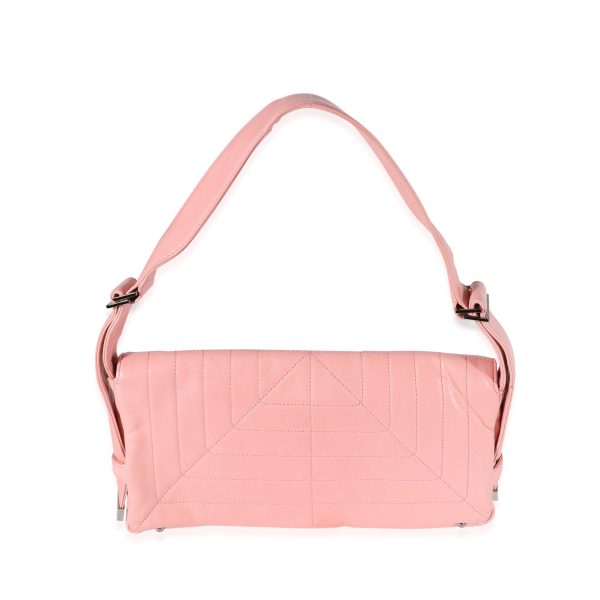 121444 fv Chanel Pink Stitched Leather Flap Shoulder Bag