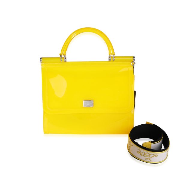 121460 fv Dolce Gabbana Yellow PVC Miss Sicily Jelly Top Handle Bag