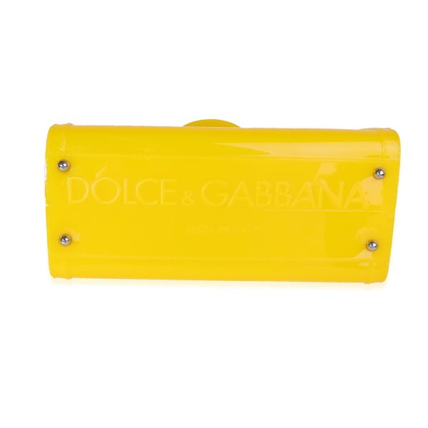 121460 stamp Dolce Gabbana Yellow PVC Miss Sicily Jelly Top Handle Bag