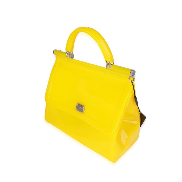 121460 sv Dolce Gabbana Yellow PVC Miss Sicily Jelly Top Handle Bag