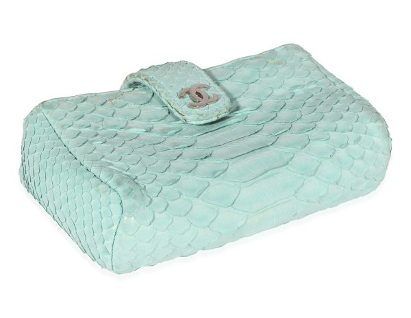 121464 box Chanel Mint Python Mini Phone Holder Clutch