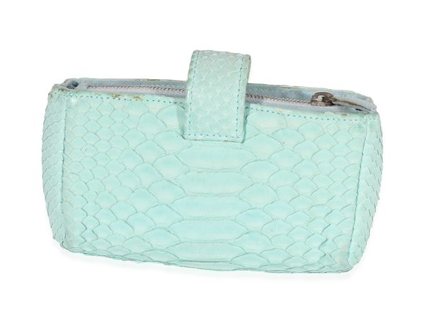 121464 pv Chanel Mint Python Mini Phone Holder Clutch