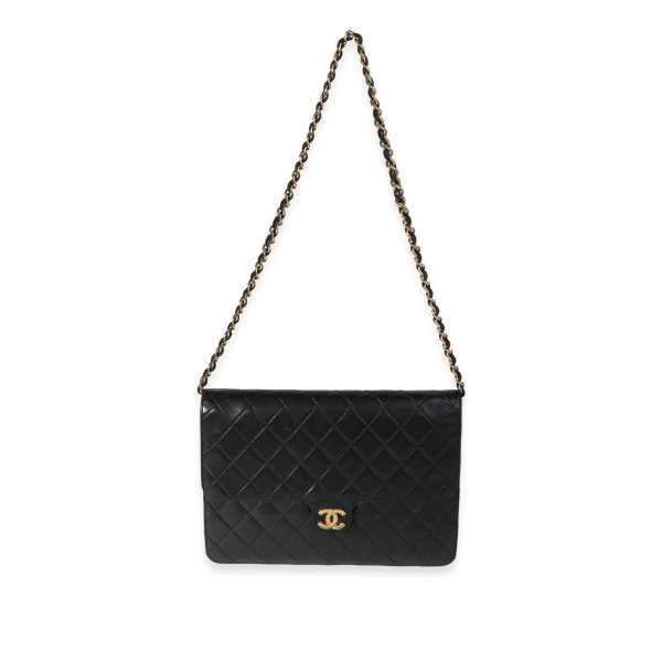 121556 bv Chanel Vintage Black Quilted Lambskin Single Flap Bag