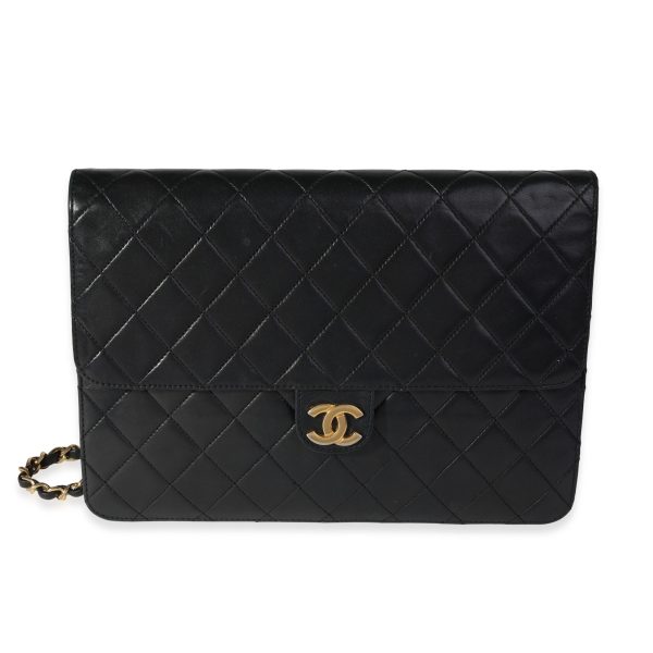 121556 fv Chanel Vintage Black Quilted Lambskin Single Flap Bag