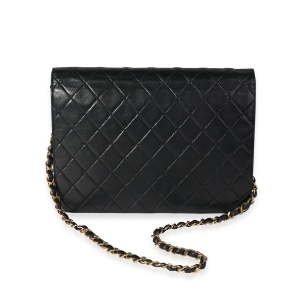 121556 pv Chanel Vintage Black Quilted Lambskin Single Flap Bag