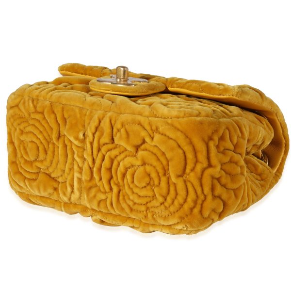 121559 box Chanel Marigold Camellia Velvet Classic Square Mini Flap Bag