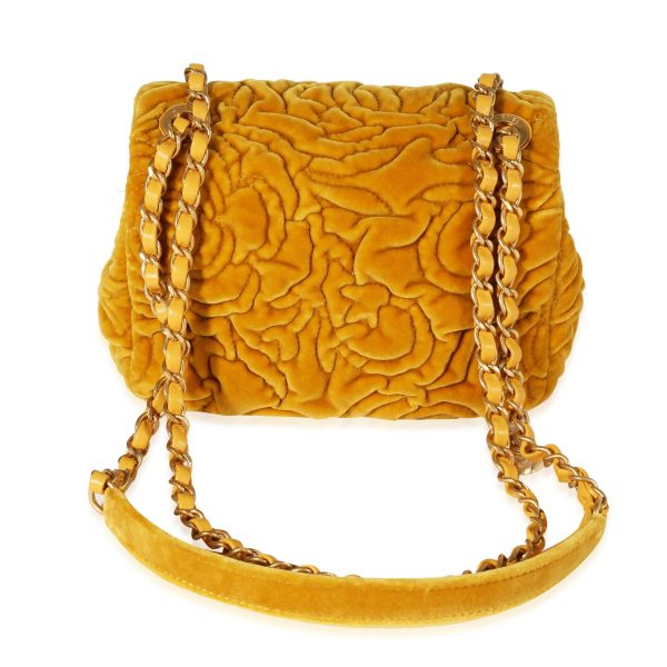 121559 pv Chanel Marigold Camellia Velvet Classic Square Mini Flap Bag