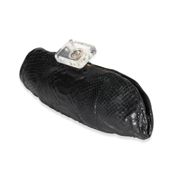 121579 sv e7a1bf21 6dc9 4f90 9a27 27b3542e4f67 Chanel Black Python Perfume Bottle Top Clutch