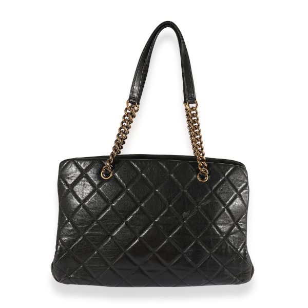 121595 pv Chanel Black Quilted Calfskin CC Crown Tote