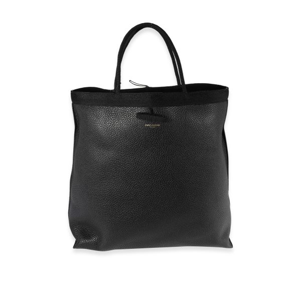 121643 fv Saint Laurent Black Grained Leather Passamaneria Patti Tote