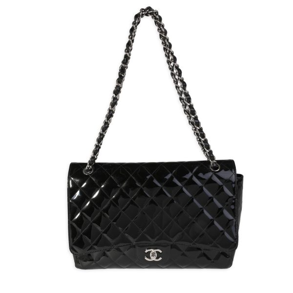 121673 bv Chanel Black Quilted Patent Leather Maxi Classic Single Flap Bag