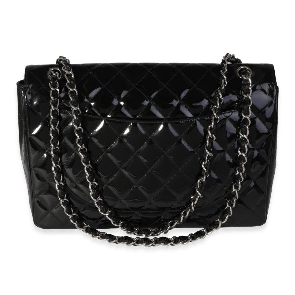 121673 pv Chanel Black Quilted Patent Leather Maxi Classic Single Flap Bag