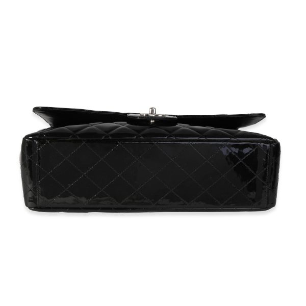 121673 stamp Chanel Black Quilted Patent Leather Maxi Classic Single Flap Bag