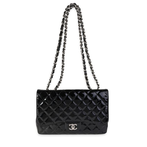 121675 bv Chanel Black Quilted Patent Leather Jumbo Classic Single Flap Bag