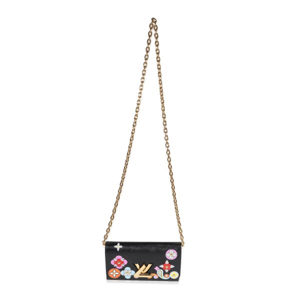 121728 bv a0929077 4f91 4732 b08b 1b39f1340510 Louis Vuitton Black Blooming Flowers Epi Twist Chain Wallet