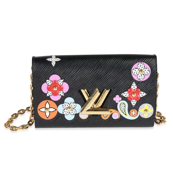 121728 fv 1ca39203 f805 439e 8101 2abe2ebb1ae0 Louis Vuitton Black Blooming Flowers Epi Twist Chain Wallet