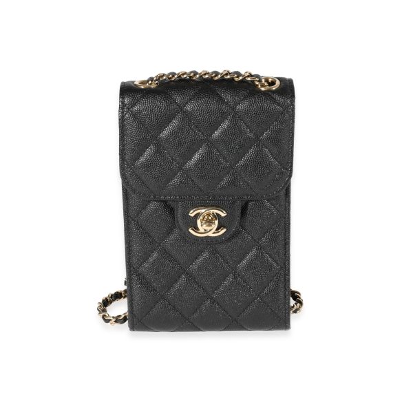 121787 fv 8bea0308 51b9 4eca b966 c7d916cf8874 Chanel Black Quilted Caviar Phone Holder Crossbody