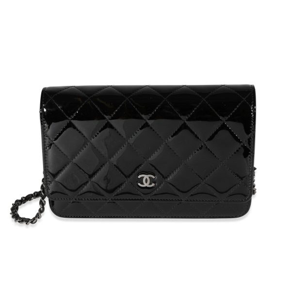 121827 fv 7a017210 6474 4379 970d cf05425ecead Chanel Black Quilted Patent Leather Wallet On Chain