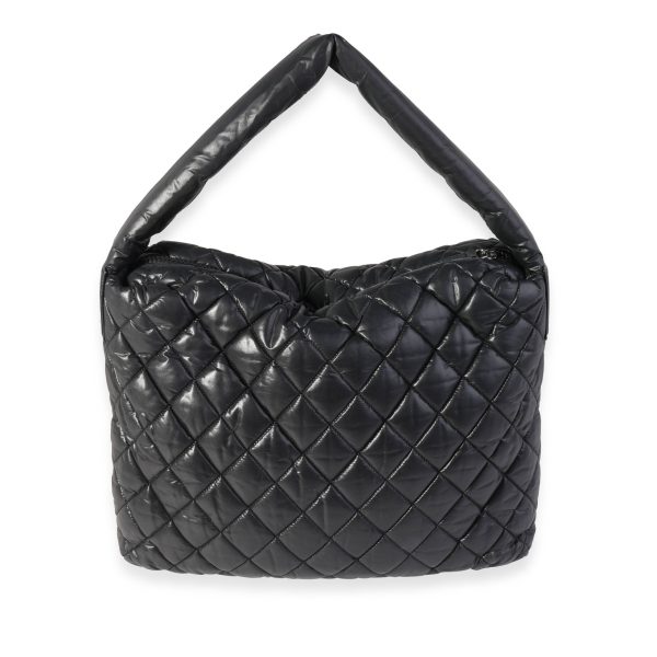 121839 pv Chanel Black Nylon Quilted Cocoon Hobo