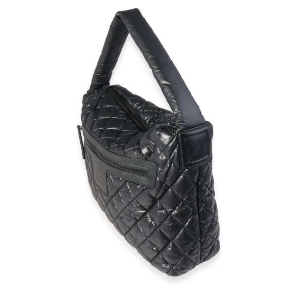 121839 sv Chanel Black Nylon Quilted Cocoon Hobo