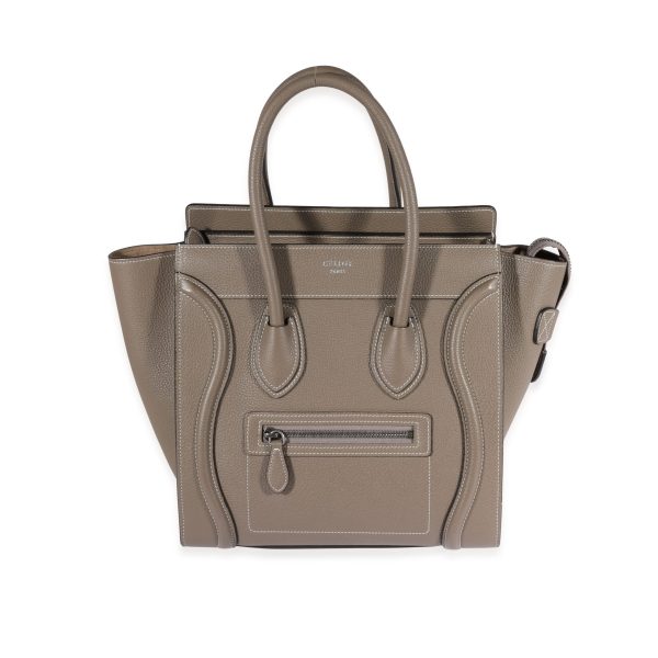 121840 fv d2fcb8f8 1699 4013 bc12 b7208011158d Celine Taupe Grained Calfskin Micro Luggage Tote