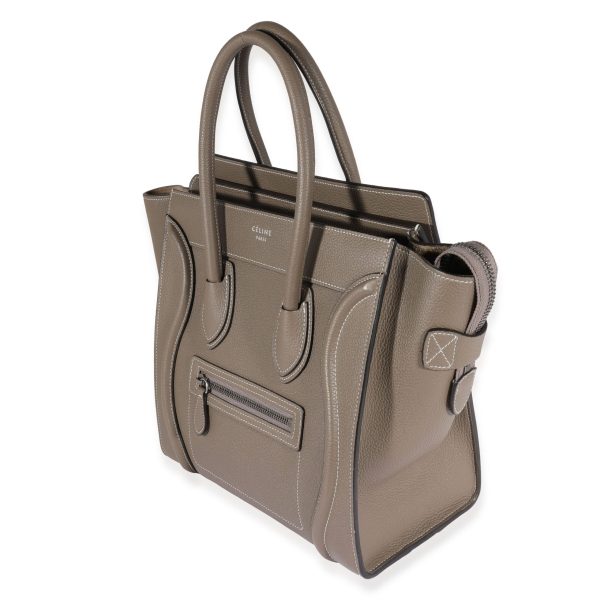 121840 sv 7b31c89c 1953 4a7f a066 034a448d7919 Celine Taupe Grained Calfskin Micro Luggage Tote