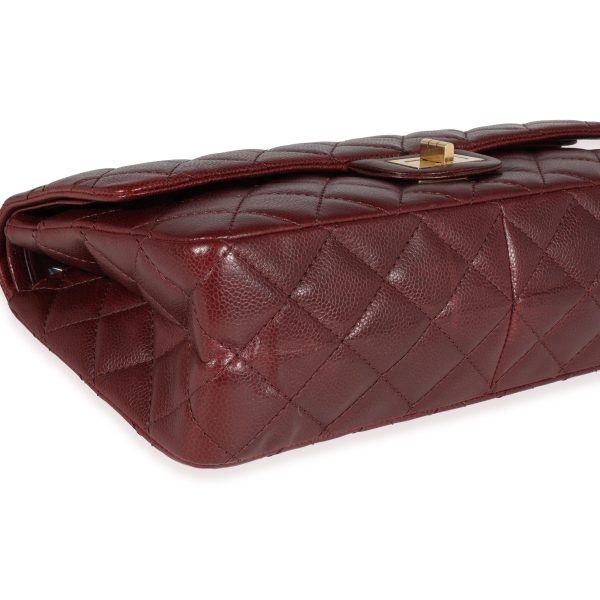 121870 box Chanel Burgundy Quilted Caviar Reissue 255 227 Double Flap Bag