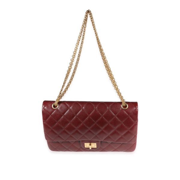 121870 bv Chanel Burgundy Quilted Caviar Reissue 255 227 Double Flap Bag