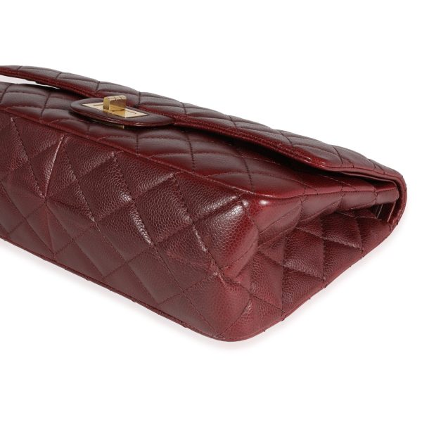 121870 clasp Chanel Burgundy Quilted Caviar Reissue 255 227 Double Flap Bag