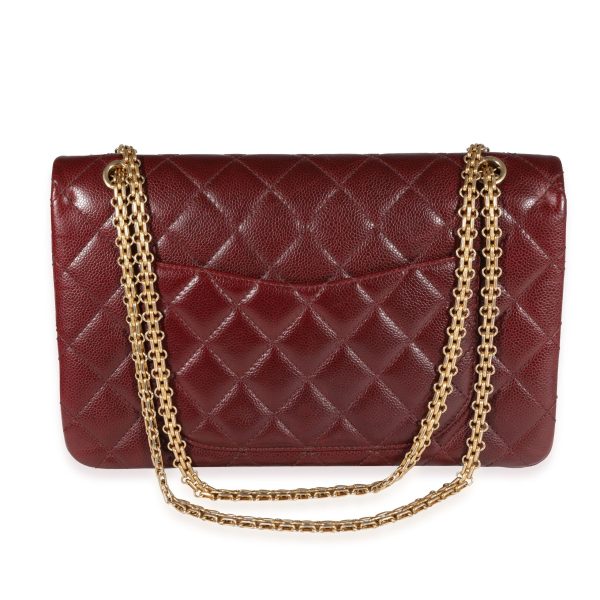 121870 pv Chanel Burgundy Quilted Caviar Reissue 255 227 Double Flap Bag