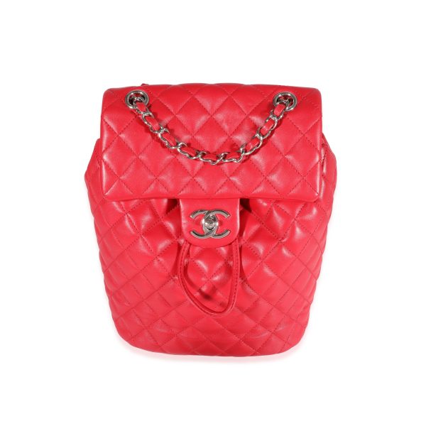 121981 fv Chanel Red Lambskin Small Urban Spirit Backpack