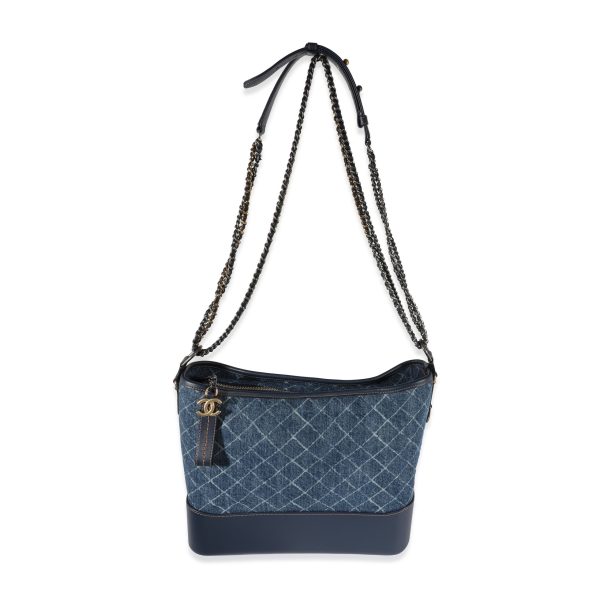 121991 bv Chanel Blue Quilted Denim Calfskin Large Gabrielle Hobo