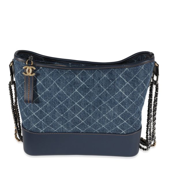 121991 pv Chanel Blue Quilted Denim Calfskin Large Gabrielle Hobo