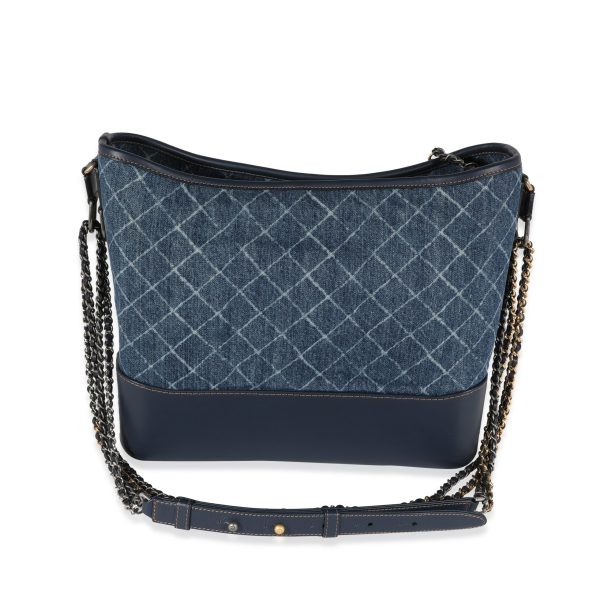 121991 stamp Chanel Blue Quilted Denim Calfskin Large Gabrielle Hobo