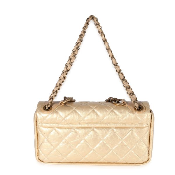 121994 stamp Chanel Gold Quilted Aged Calfskin Medium Pondicherry Flap Bag