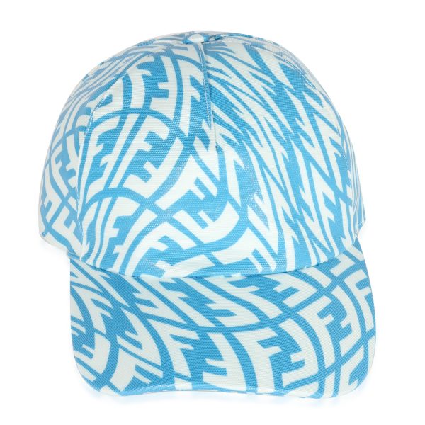 122020 fv Fendi Cyber Blue White FF Vertigo Print Coated Canvas Baseball Cap