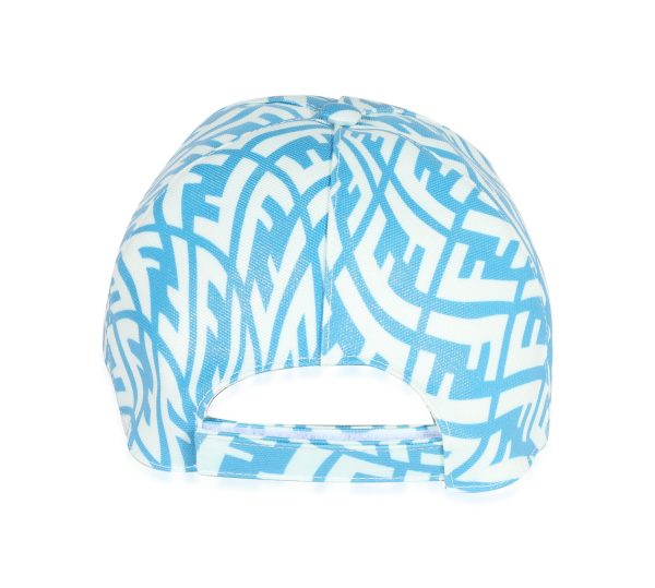 122020 pv Fendi Cyber Blue White FF Vertigo Print Coated Canvas Baseball Cap