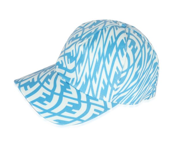 122020 sv Fendi Cyber Blue White FF Vertigo Print Coated Canvas Baseball Cap