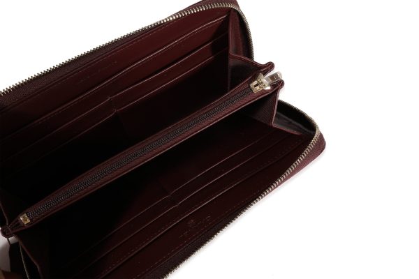 122051 bv Chanel Burgundy Quilted Caviar Leather Zip Around Wallet