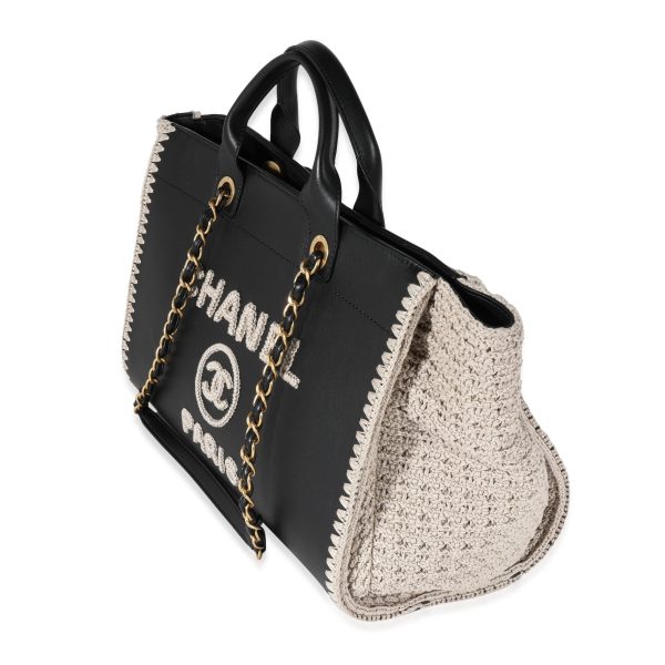 122056 sv 12c31faa 2475 4d98 8e0d 5e627dfd45ce Chanel Black Leather Beige Crochet Large Deauville Tote