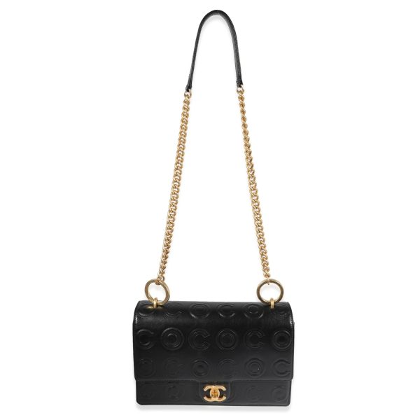 122066 ad1 57a5855e 686b 4881 923f 3b5c5d701786 Chanel Black Coco Embossed Leather Flap Shoulder Bag