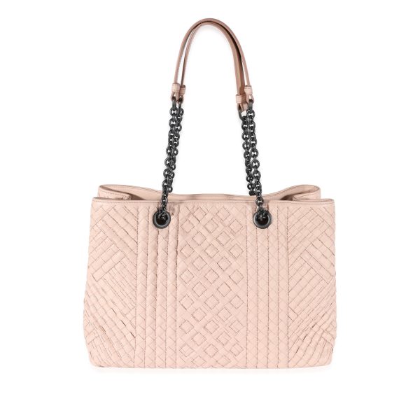 122096 stamp 21888101 9e1a 42ca a829 6b316ac7cc3a Bottega Veneta Blush Intrecciato Leather Chain Tote