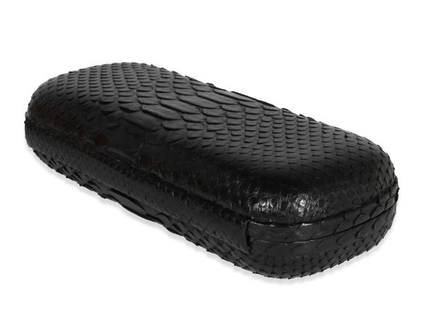 122108 box Bottega Veneta Black Python Long Knot Clutch