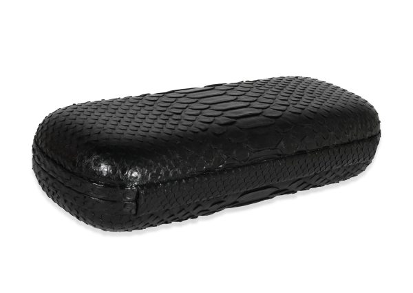 122108 clasp Bottega Veneta Black Python Long Knot Clutch