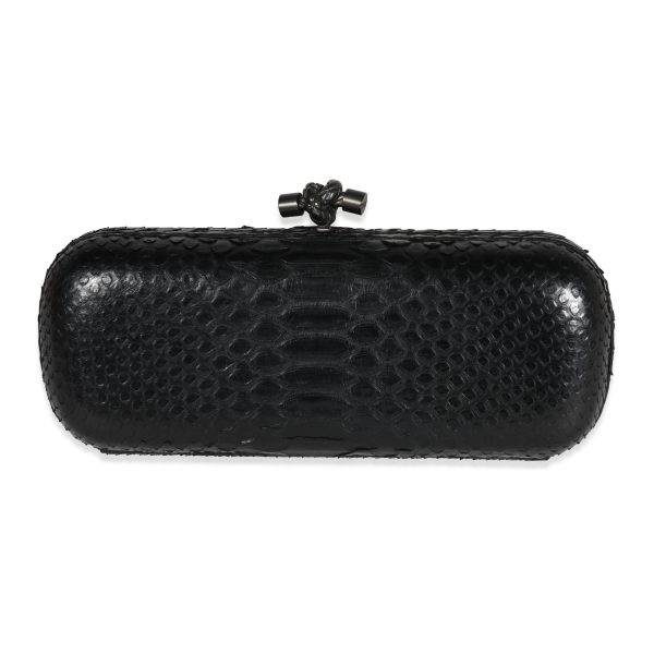 122108 fv Bottega Veneta Black Python Long Knot Clutch