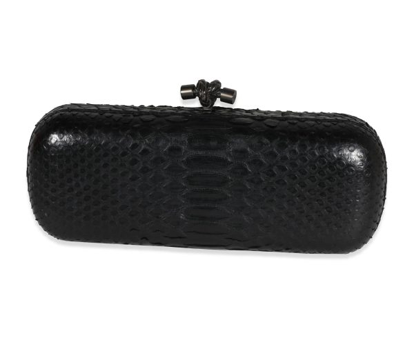 122108 pv Bottega Veneta Black Python Long Knot Clutch