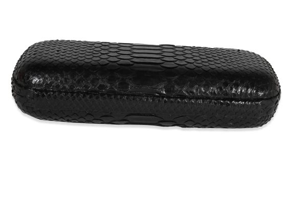 122108 stamp Bottega Veneta Black Python Long Knot Clutch